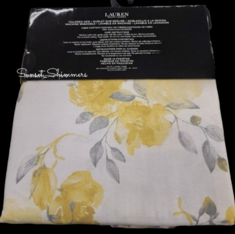 RALPH Lauren Yellow Rose Floral Fabric Shower Curtain Bathroom Decor NEW - Picture 6 of 6